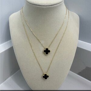 Elegant Gold and Black Clover Necklace